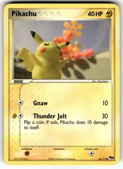 Pokemon Pikachu Card 16/17 Common Pop Series 2 MP Condition - Image 1