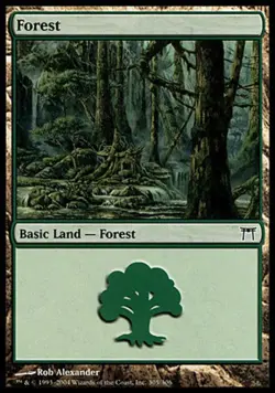 Basic Lands 10 MTG Forest (305), Light Play, English Champions of Kamigawa - Image 1