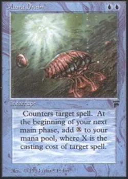 MTG Mana Drain, Legends, Heavily Played, English - Image 1