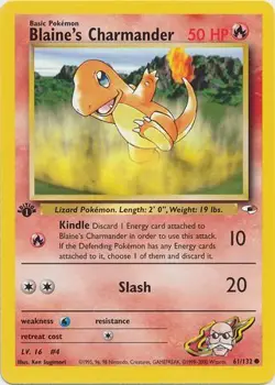 BLAINE'S CHARMANDER 61/132 GYM HEROES 1ST EDITION POKEMON (COMMON, LP) - Image 1