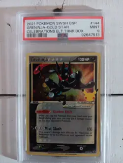 2021 Pokemon SWISH BSP Greninja-Gold Star Celebrations ELT. TRNR.BOX #144 PSA... - Image 1