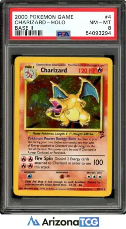 Pokemon 2000 Charizard 4/130 Holo Base Set 2 PSA 8 - Image 1