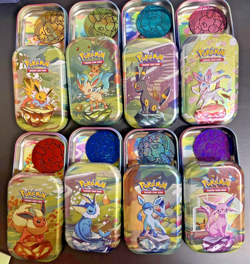 Pokemon Prismatic Evolutions Mini Tins Opened No Packs Full Set Of 8 Empty Tins - Image 1