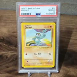 1999 POKEMON GAME BASE SET #52 MACHOP PSA 10 GEM MINT - Image 1