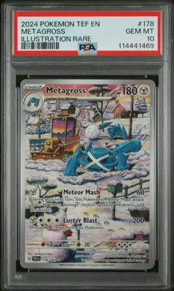 2024 POKEMON TEF EN-TEMPORAL FORCES ILLUSTRATION RARE #178 METAGROSS PSA 10 - Image 1