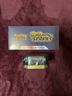 Pokemon TCG Surging Sparks ETB And Slaking Collector Tin New Factory Sealed - Image 2