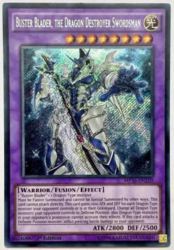 MP16-EN210 Buster Blader, the Dragon Destroyer Swordman - Secret Rare 1st Ed LP - Image 1