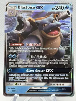 Pokemon Blastoise GX Ultra Rare 35/214 Sun Moon Unbroken Bonds Holo NM Card - Image 1