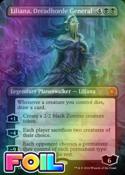 x1 Liliana, Dreadhorde General FDN MTG 359 FOIL BORDERLESS MYTHIC M/NM 1x - Image 1