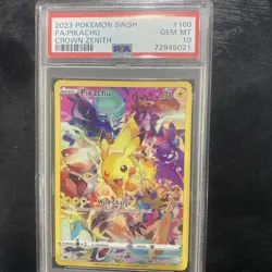 Pokemon Pikachu 160/159 Full Art Secret Rare Crown Zenith 2023 PSA 10 GEM MINT - Image 1