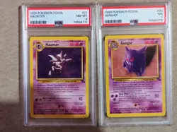 1999 Fossil Pokemon 2 Card Lot Gengar 20/62 and Haunter 21/62 Sequential PSA Set - Image 1