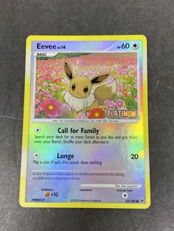 Eevee 62/100 - STAMPED Reverse Holo Platinum - BK PROMO - POKEMON CARD - LP/MP - Image 1