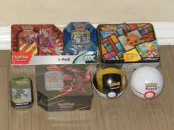 POKEMON Trading Cards TCG LOT OF 7 TINS BALL D21 C21 Costco 2 PACK Crown Zenith - Image 1