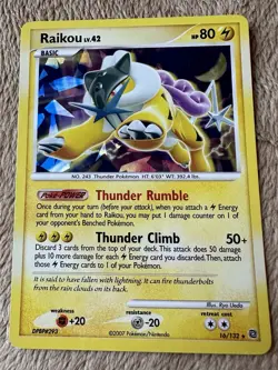 2007 Pokemon TCG DP Secret Wonders Raikou Cracked Ice Holo Promo 16/132 LP - Image 1