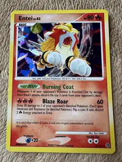 2007 Pokemon TCG DP Secret Wonders Entei Cracked Ice Holo 4/132 LP - Image 1