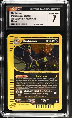 POKEMON CGC 7 NM Umbreon H29/H32 2003 Aquapolis Rare Holo *3044 - Image 1