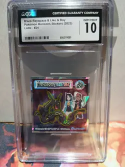 Black Rayquaza & Liko & Roy, Pokemon Horizons Stickers (2023) lotte #24 CGC 10 - Image 1
