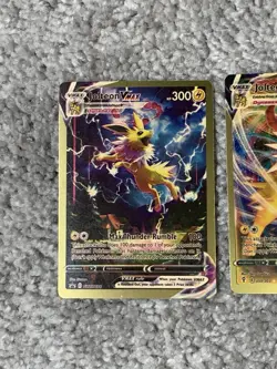 Pokemon Set of 2 Jolteon VMax HP300 Blkstar Promo Thunder Gold Foil Fan Art NM! - Image 2