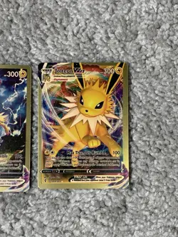 Pokemon Set of 2 Jolteon VMax HP300 Blkstar Promo Thunder Gold Foil Fan Art NM! - Image 3
