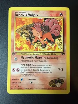 Pokemon Card - Brock's Vulpix 1st Edition Gym Challenge 37/132 LP - Image 1