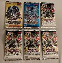Yugioh Lot of 6 Booster Packs Monster Mayhem + Duelist's Advance w/ 9 Cards New - Image 1
