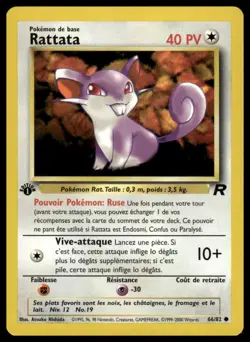 Pokemon Team Rocket Rattata FRENCH #66/82 NM - Exact Card Shown - Image 1