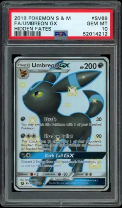 Pokemon Hidden Fates Full Art Shiny Umbreon GX Card SV69/SV94 Graded PSA 10 - Image 1