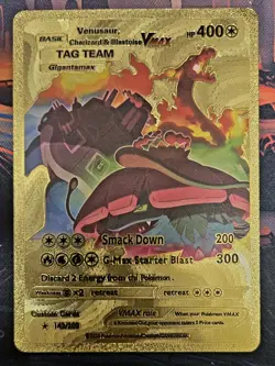 POKEMON Gold Charizard Blastoise Venusaur Vmax Tag Team Card HP 400 Starter - Image 1