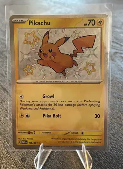 Pokemon TCG Pikachu TCG Holo Shiny Rare Card Paldean Fates 131/091 - Image 1