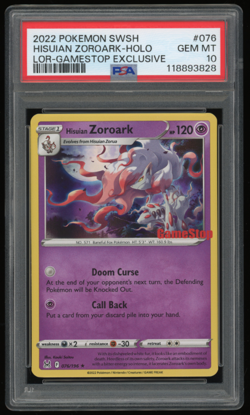 2022 POKEMON SWSH LOST ORIGIN GAMESTOP EXCLUSIVE 076/196 HISUIAN ZOROARK PSA 10 - Image 1