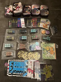 Pokemon Accessories Lot Bundle - Binder, Sleeves, Dice, Coins, Dividers, Tins - Image 1