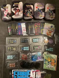 Pokemon Accessories Lot Bundle - Binder, Sleeves, Dice, Coins, Dividers, Tins - Image 2