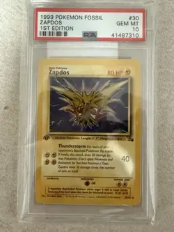 1999 Pokemon Fossil Zapdos 1st Edition Non-Holo Rare #30 PSA 10 - Image 1