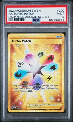 2020 POKEMON SWORD & SHIELD DARKNESS ABLAZE SECRET FULL ART/TURBO PATCH PSA 9 - Image 1