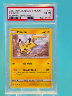 2017 Pokemon - Sun & Moon - Burning Shadows - Pikachu #40/147 - PSA 6 - Image 1