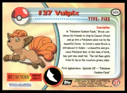 Topps Pokemon Vulpix #37 1999 TV Animation Edition Non Holo Black Logo NM - Image 2