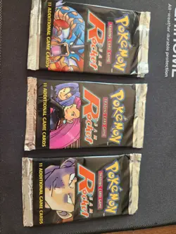 Pokemon Team Rocket Booster Pack Set (3) Sealed WOTC 2000 Unweighed Art Set - Image 1