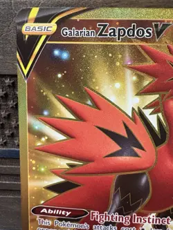 2022 Pokemon Brilliant Stars Galarian Zapdos V 182/172 Gold Secret Rare (NM) - Image 2