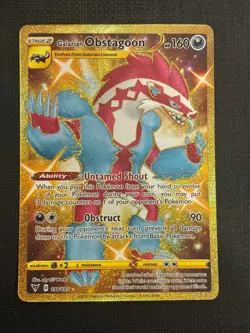 2020 POKEMON VIVID VOLTAGE GALARIAN OBSTAGOON 198/185 SECRET RARE GOLD - Image 1