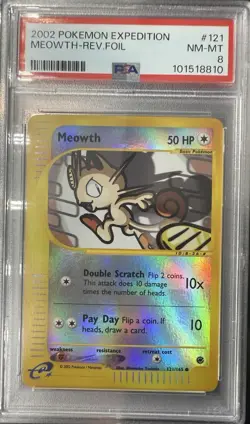 PSA 8 - 2002 Pokemon Meowth Expedition Reverse Holo 121/165 - Image 1