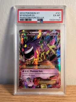 2014 POKEMON XY PHANTOM FORCES ULTRA RARE #121 M GENGAR EX PSA 6 - Image 1