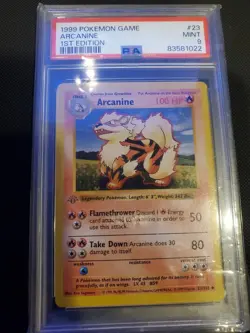Arcanine #23 1st Edition Shadowless Base Set Psa 9 Grey Stamp Pokemon Card slab - Image 1