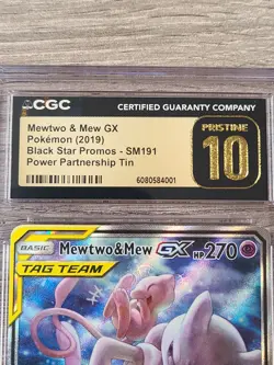 2019 POKEMON SUN & MOON BLACK STAR PROMO #SM191 MEWTWO & MEW GX FA CGC PRISTINE - Image 2
