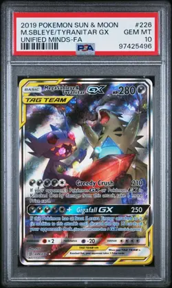 Mega sableye & Tyranitar GX 226/236 PSA 10 Unified Minds Pokemon - Image 1