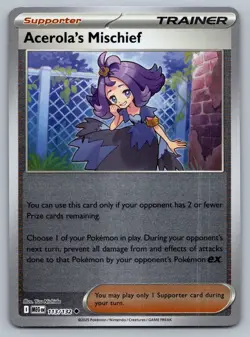 Acerola’s Mischief 113/132 Reverse Holo Uncommon Mega Evolution Pokemon TCG - NM - Image 1