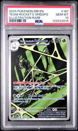 2025 Pokemon Destined Rivals Team Rocket's Spidops #187 IR PSA 10 GEM MINT - Image 1
