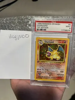 PSA 9 Pokemon TCG Card 1999 Spanish Base Set 1st Edition Charizard Holo Rare 4 - Image 1