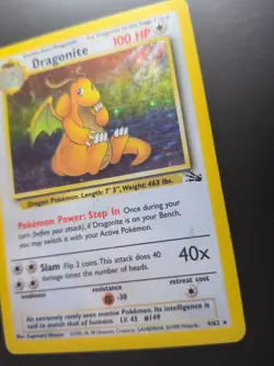 Dragonite 4/62 Holo Rare Fossil Set Pokemon Card WOTC TCG 1999 - MP/HP - Image 4