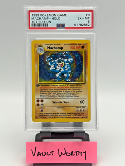 👊 1999 POKEMON BASE SET 1ST EDITION #8 MACHAMP HOLO RARE WOTC CARD - PSA 6 👊 - Image 1