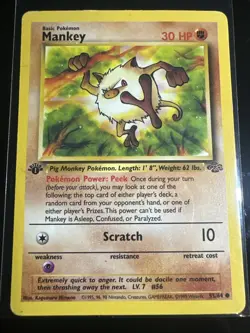 Mankey 55/64 Jungle 1st Edition 1999 Pokemon Card - HP - Image 1
